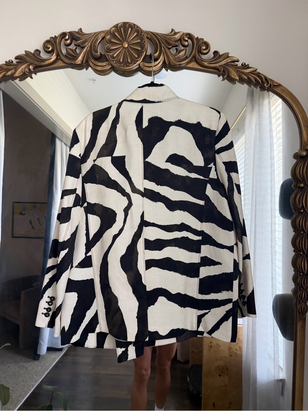Zara Black & White Zebra Print Blazer — Women’s Statement Jacket - Picture 2 of 4